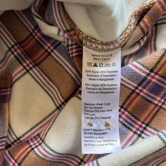 JACHS Girlfriend Tan Plaid Flannel button up szM NWT - Picture 10 of 11